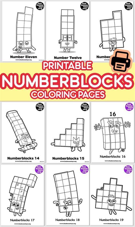 11 Numberblocks Printable Coloring Pages
