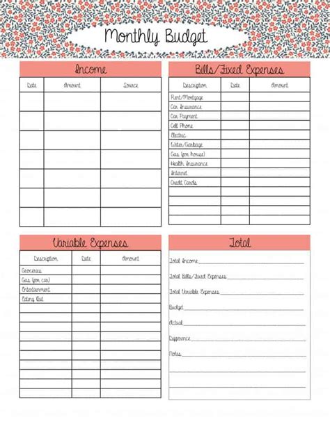 7 Simple Monthly Budget Template Every Last Template Free Download