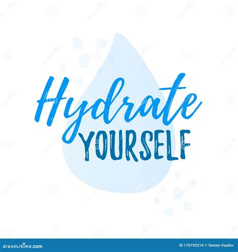 Hydrate Yourself Print With Hand Drawn Bottle Of Water And Brush