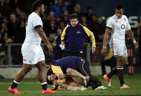 Incredible Moment Naked Streaker Gets Tackled By Rugby Fan At New Zealand Vs England Match