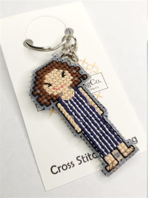Custom Cross Stitch Keychain Personalized Keychain Custom Etsy