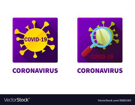 Flat Square Icons Covid 19 Virus Under Royalty Free Vector