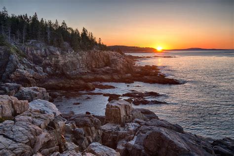 Rocks On The Coast At Sunrise Little Hunters Beach Acadia National
