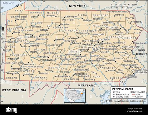 Mapa Político De Pennsylvania Fotografía De Stock Alamy