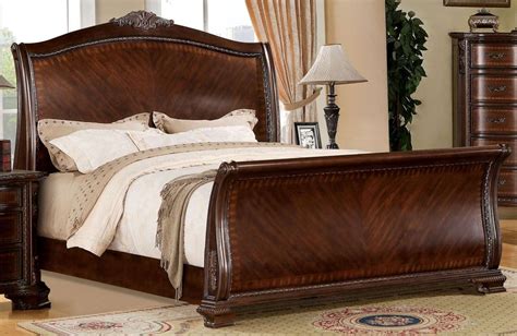 Penbroke Brown Cherry Queen Sleigh Bed From Furniture Of America Cm Q Bed Coleman Furniture