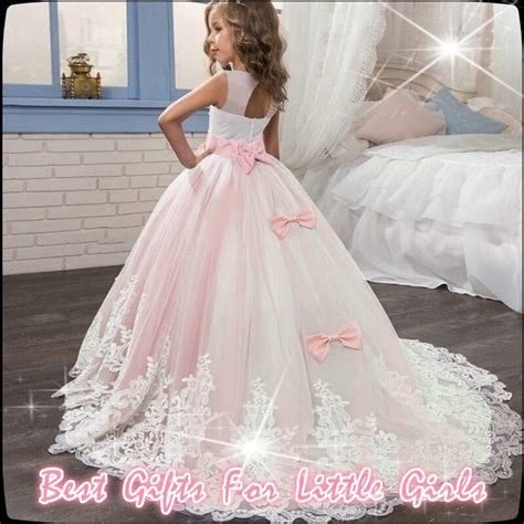 dresses clothing white lace puffy flower girl dress for weddings bow ball gown girl party dress