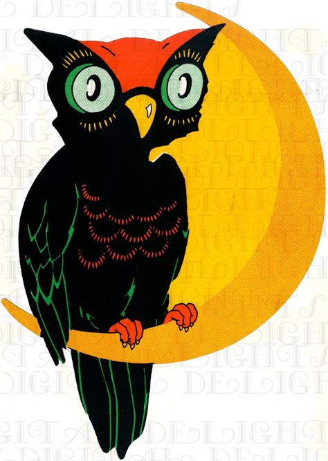 Brilliant Large Halloween Owl Diecut Vintage Halloween Etsy Retro