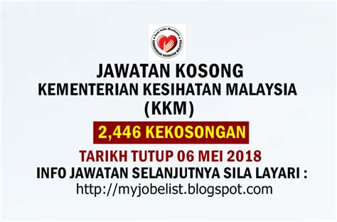 Masukkan email anda untuk mendapatkan informasi terkini dan hebahan jawatan kosong di blog ini panduan peperiksaan spa 2015. Jawatan Kosong di Kementerian Kesihatan Malaysia (KKM ...