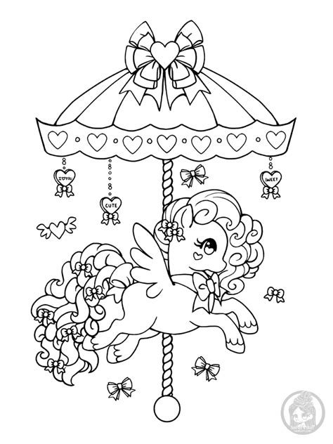 Coloring page with fashion ponies from my little pony. valentines day carousel pony lineart by yampuff (With ...
