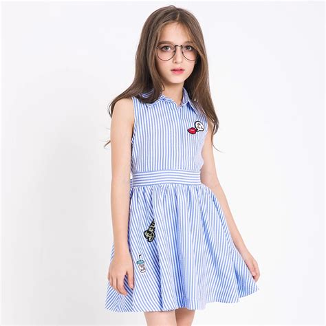 Teenage Girls Dresses Summer Style Sleeveless Stripe Dress For Girls
