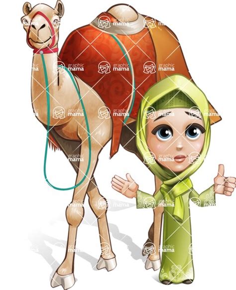 Cute Arab Girl Cartoon Vector Character Camel Graphicmama