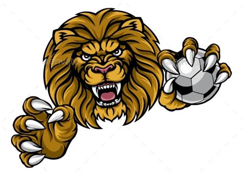 Lion Soccer Ball Sports Mascot By Krisdog Graphicriver