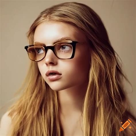 Long Haired Brunette Girl With Golden Glasses On Craiyon