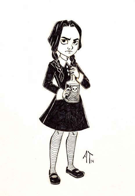 Inktober 8 Wednesday Addams By Alyssatallent On Deviantart Cartoon