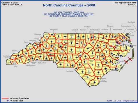 North Carolina In The 2000s The Counties As Of 2000