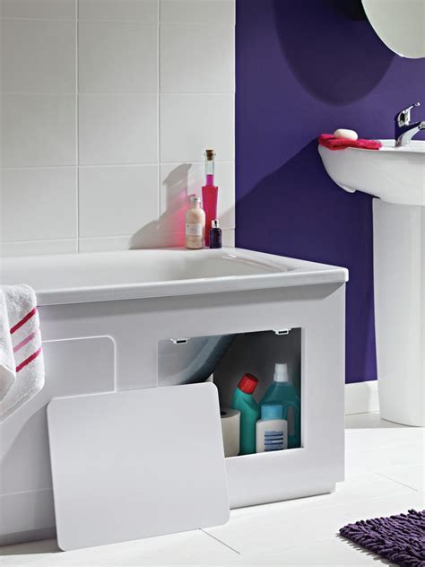 Ceramica tongue & groove bath panel white 1700mm front. Croydex Storage Bath Panel Gloss White - WB715122