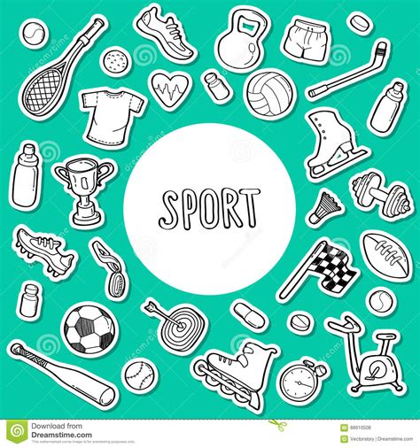 Hand Drawn Sport Doodle Set Stock Vector Illustration Of Icon