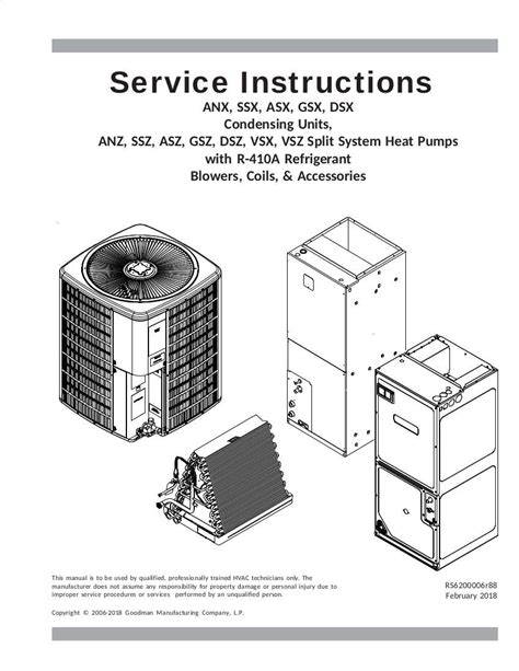 Goodman Air Conditioner Heat Pump Service Manual For Anx Ssx Asx Gsx