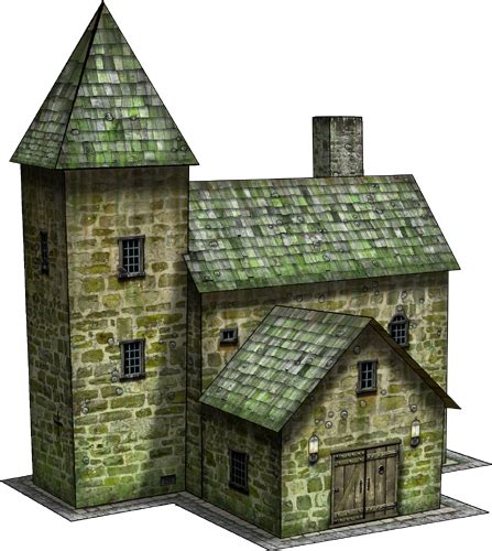 Country House Paper Model Medieval Houses Fantasy House Miniature