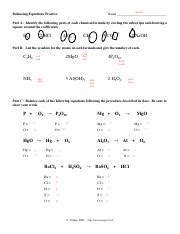 Suitable for any gcse or igcse chemistry. balancing equations practice - Balancing Equations Practice Name Part A Identify the following ...