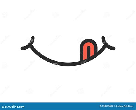 Yummy Smile Vector Cartoon Line Emoticon Tongue Lick Mouth Delicious Tasty Food Eating Emoji