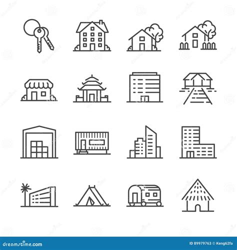 Property Icon Set Stock Vector Illustration Of Design 89979763