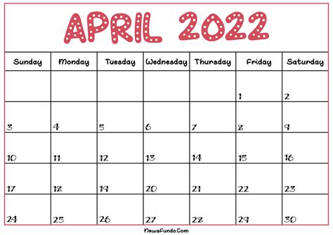 April 2022 Calendar Template Printable Print Now Printable Calendar