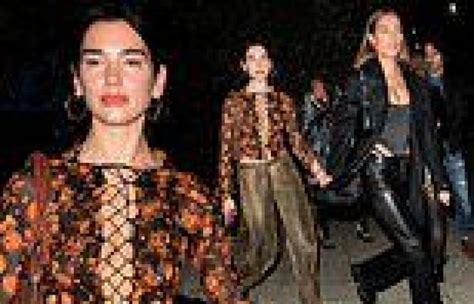 Dua Lipa Flaunts Her Cleavage In A Racy Tie Up Top As She Enjoys A Dinner Date