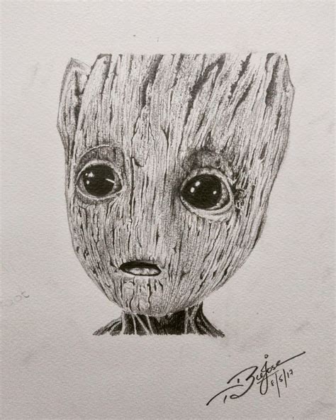 Here Is A Sketch Tryout Of The Character Baby Groot From The Film