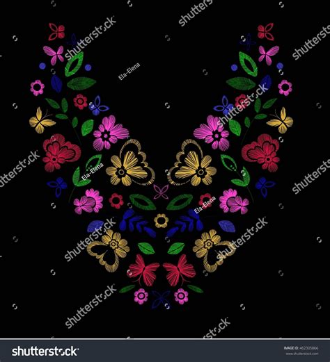 Floral Pattern Neck Line Designs Vector Stock Vector Royalty Free