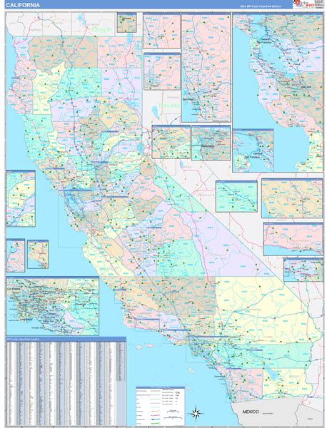 California Wall Map Color Cast Style By Marketmaps Mapsales