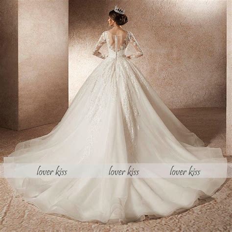 lover kiss vestidos novias boda 2019 beaded lace long sleeves wedding