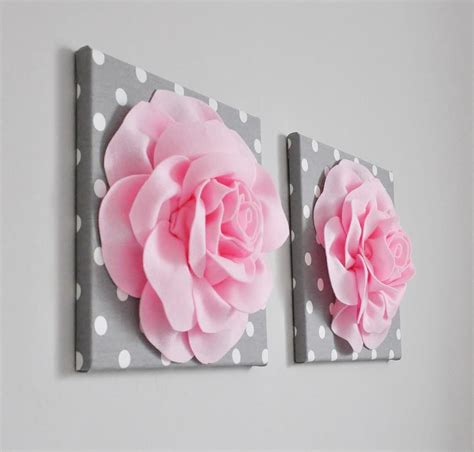 Light Pink Fabric Roses Nursery Decor 3d Wall Art Polka Etsy