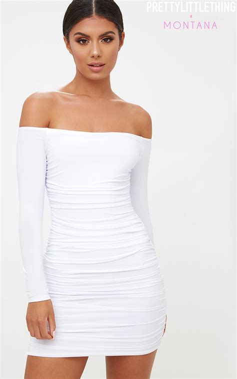 Womens Clothing Bodycon White Bodycon Dress Pretty Little Thing