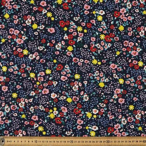 Ditzy Floral Printed 138 Cm Ribbed Knit Fabric Multicoloured 138 Cm