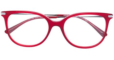 Giorgio Armani Angular Frame Glasses In Red Lyst