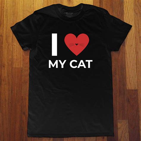I Heart My Cat Adult Unisex T Shirt Gildan Shirt Black Etsy
