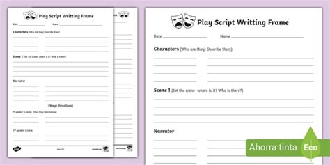 Play Script Writing Frame Primary Teaching Resources