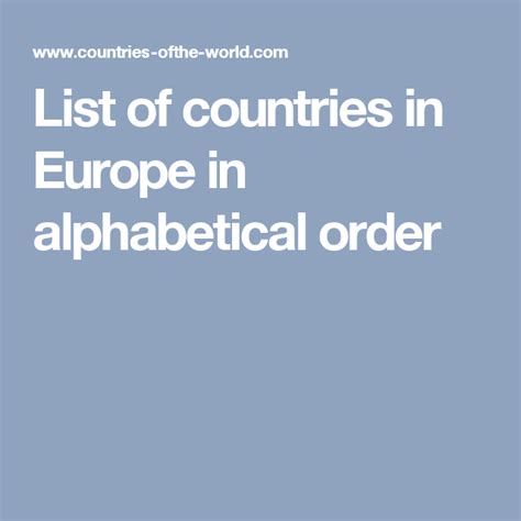List Of Countries In Europe In Alphabetical Order List Of Countries