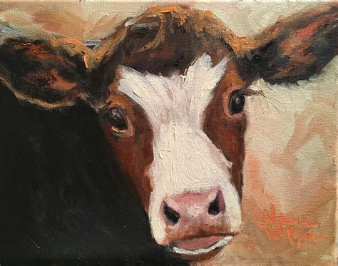 Norma Wilson Original Oil Cow Calf Bovine Farm Animals