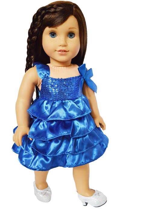 American Creations Blue Party Dress Compatible With 18 Inch Dolls