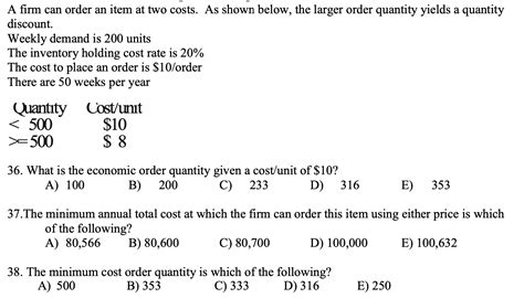 Solved A Firm Can Order An Item At Two Costs As Shown