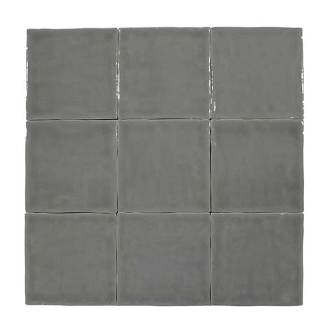 Artigiano 5x5 Zellige Style Ceramic Tile Platinum Gray Rocky Point