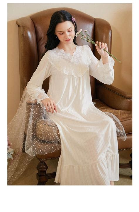 White Vintage Nightgownlace Cotton Victorian Nightgown Summer