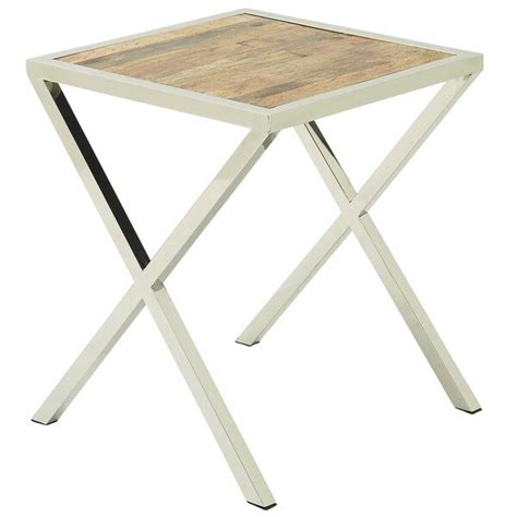 Shop Urban Designs Stainless Steel Square Wooden Accent Table Free