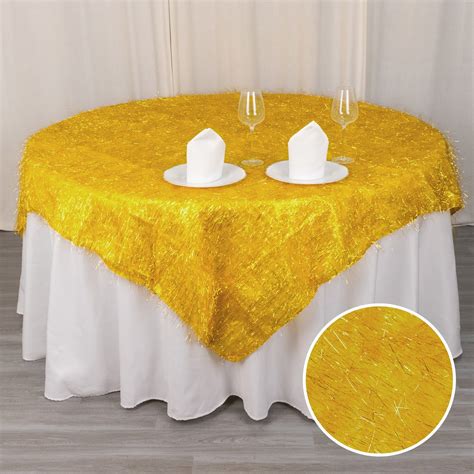 Gold Metallic Fringe Tinsel Table Overlay