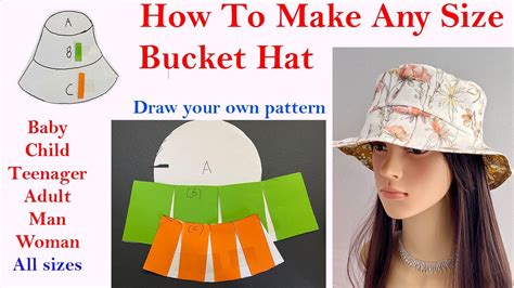 💖how To Make Any Size Bucket Hat Pattern And Cutting And Sewing Diy