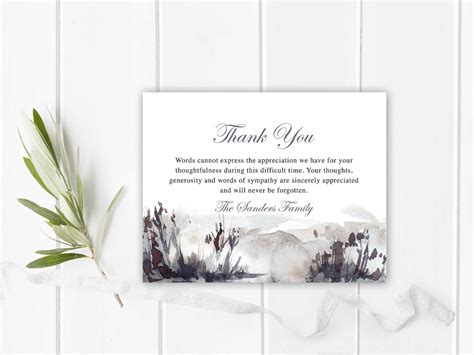 Funeral Thank You Card Printable Sympathy Condolence Etsy Funeral