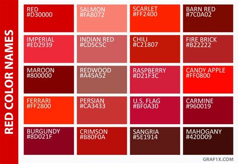 Red Color Names Color Names In 2019