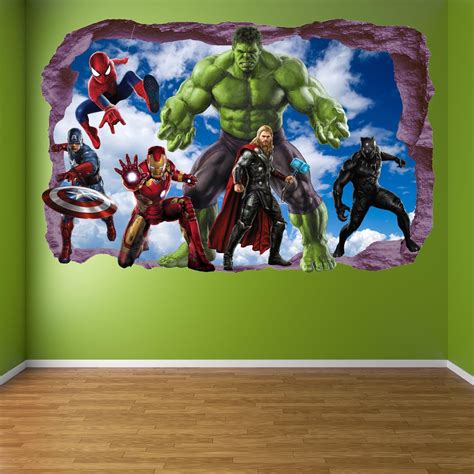 Avengers Superhero Wall Decal Sticker Mural Poster Print Art Etsy Uk
